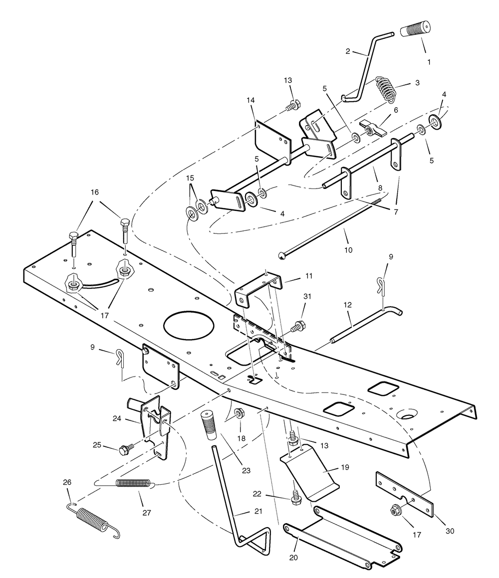 Mower Housing Suspension Diagram and Parts List for 309006X50C  Briggs and Stratton Lawn Tractor